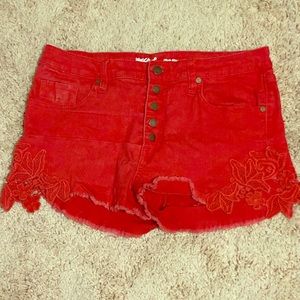 Button Fly High Rise Shorts